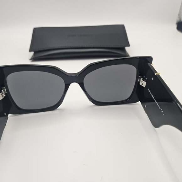 Saint Laurent YSL Monogram Rectangular Sunglasses - Black